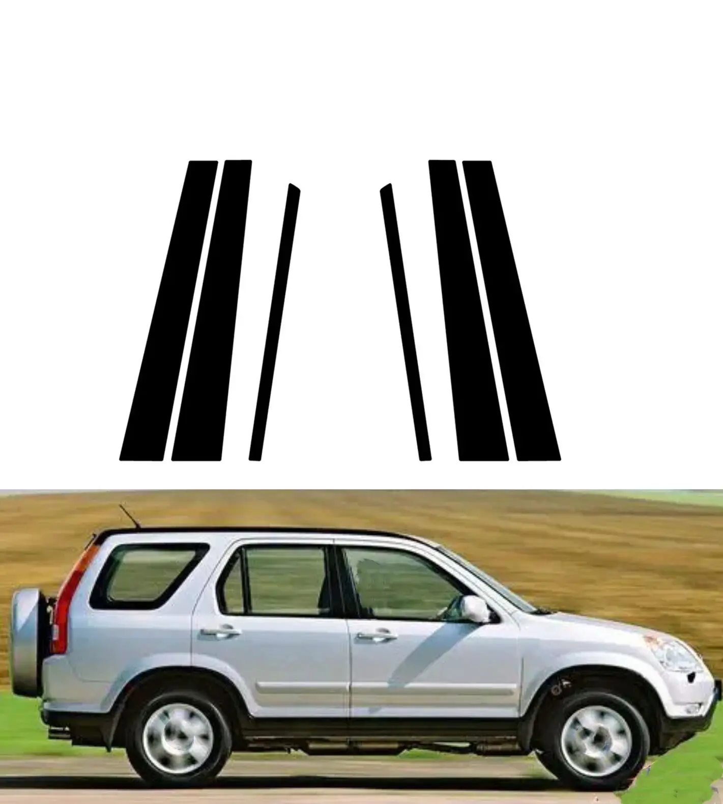 

6pcs Car Pillar Posts Decal Cover for Honda CR-V 2002 2003 2004 2005 2006 Window Trim Stickers Decoration Accessories