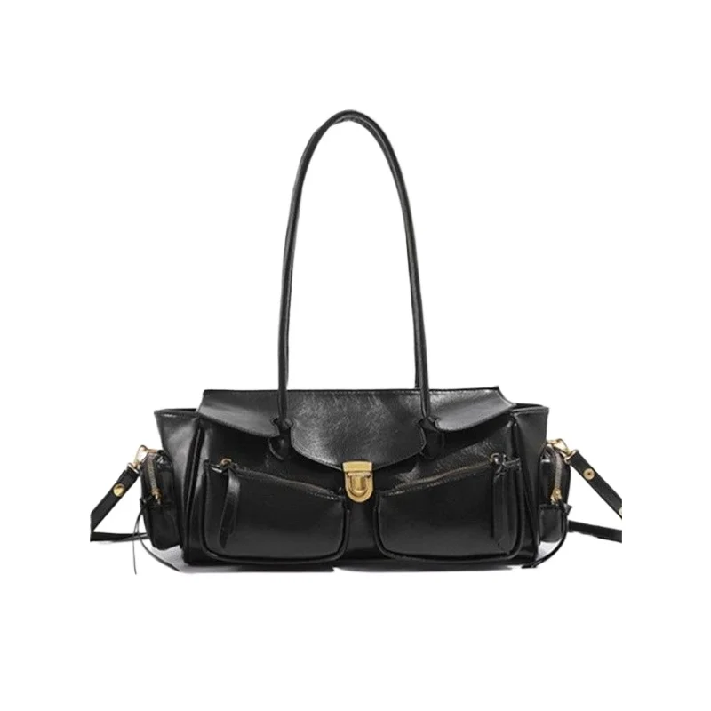 

New European and American Retro High-end Handbag Spice Girl Locomotive Bag Shoulder Underarm Bag Fashionable Versatile Exquisite