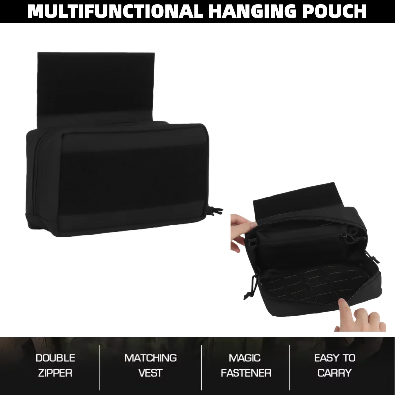 

Dual-Zip Hanging Utility Pouch - Vest-Compatible Carry Bag for Quick Access