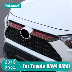 Car Racing Front Grille Strip Trim Cover Stickers For Toyota RAV4 XA50 2019 2020 2021 2022 2023 2024 RAV 4 Hybrid Accessories