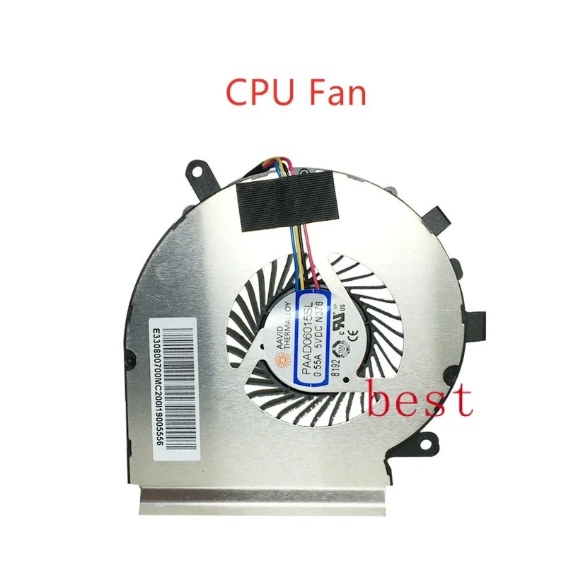 Ventilador de refrigeração para CPU e GPU, 4Pin, refrigerador para MSI, GE62MVR, GE72MVR, 7RG, AAVID, refrigerador térmico, PAAD06015SL, 0.55A, 5VDC -N374, N376, Novo