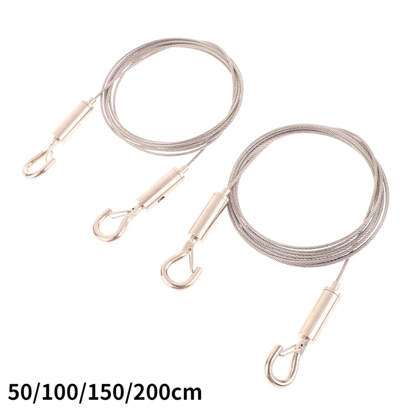 50/100/150/200cm Wire Rope Adjustable Automatic Wire Rope With Double-headed Spring Hook Clothesline Picture Hanging Wire Rope