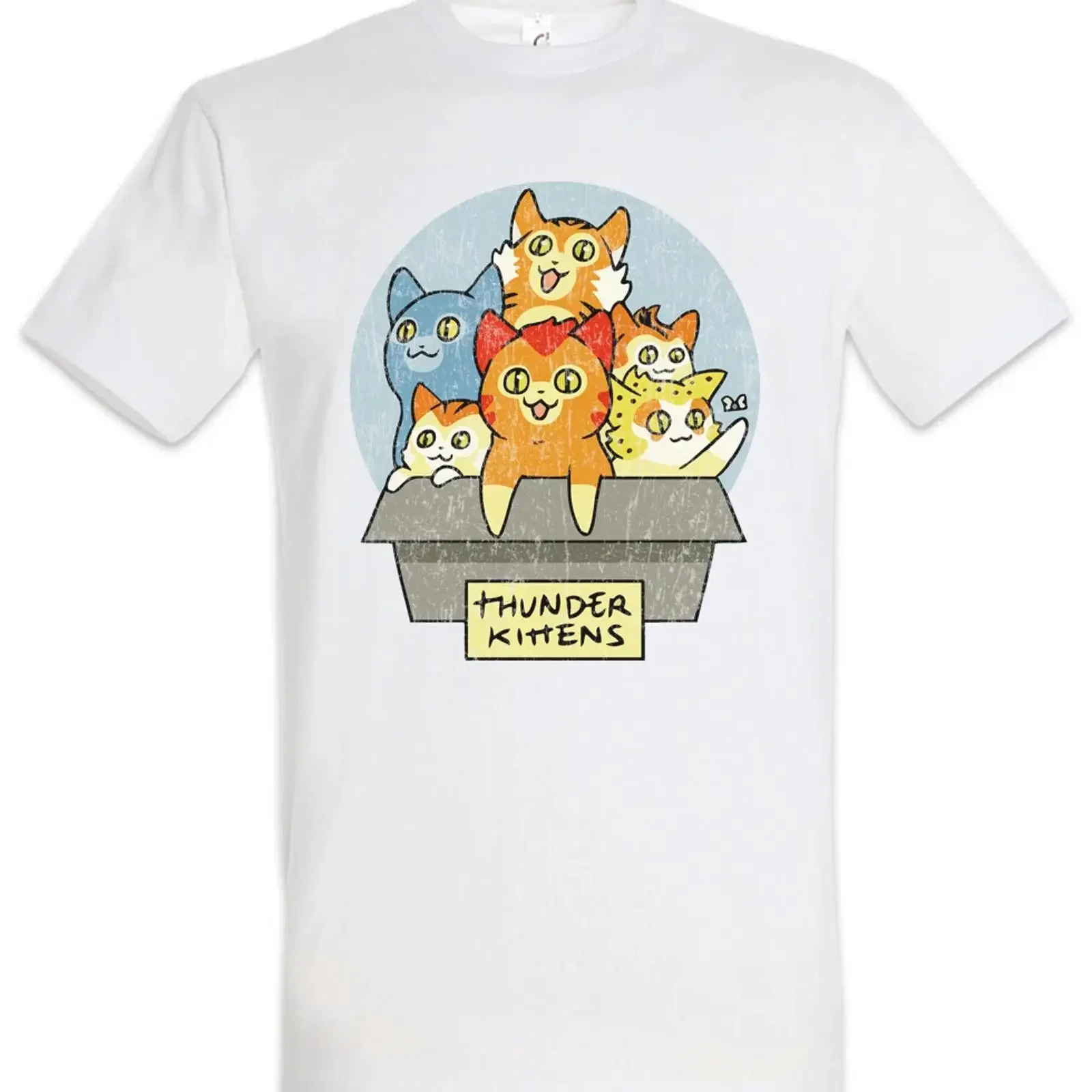 Thunder Kittens T Shirt Cat Cats Fun Love Addiction vintage Washed Top For Everyday Wear graphic Soft Slightly Casual Unisex