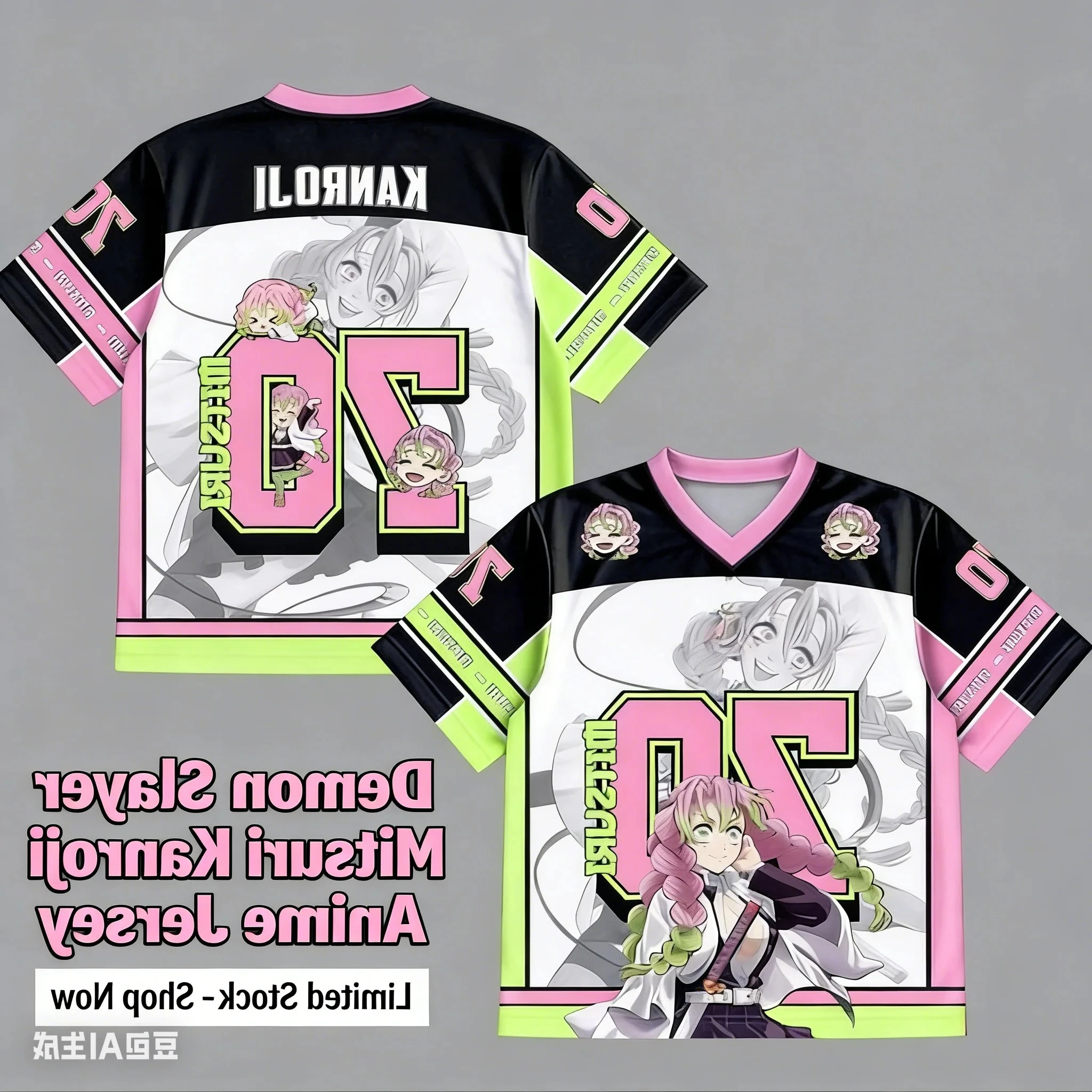 Eastern Japanese Samurai Mitsuri Kanroji Anime Series Fashion 70 Jersey Kpop Baseball Hockey Outfit T-shirt Daily Unisex Tees
