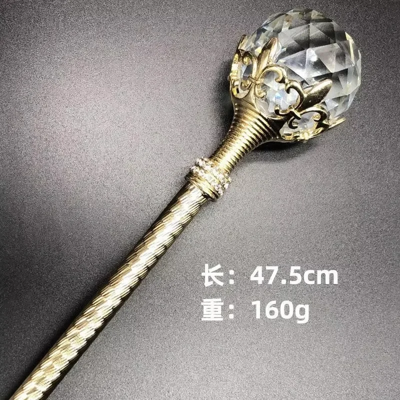 Cajado Mágico de Metal com Garra e Bola de Cristal de 47cm para Festa de Carnaval