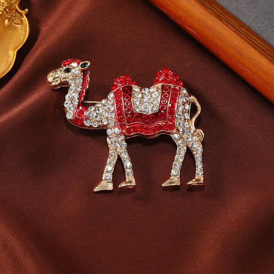 

High End Rhinestone Camel Brooch For Women Unisex Luxury Colorful Zircon Animals Brooches Office Accessories Party Jewelry Gifts