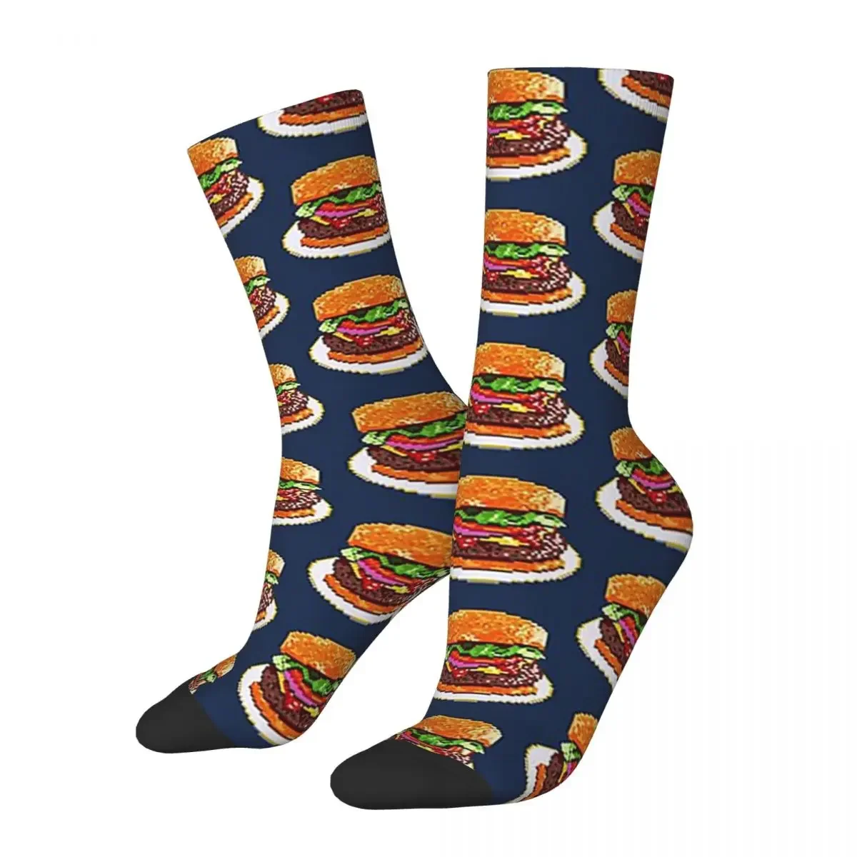 BIG PATTY HAMBURGER Socks Harajuku calze assorbenti per il sudore calze lunghe per tutte le stagioni accessori per regali da donna da uomo