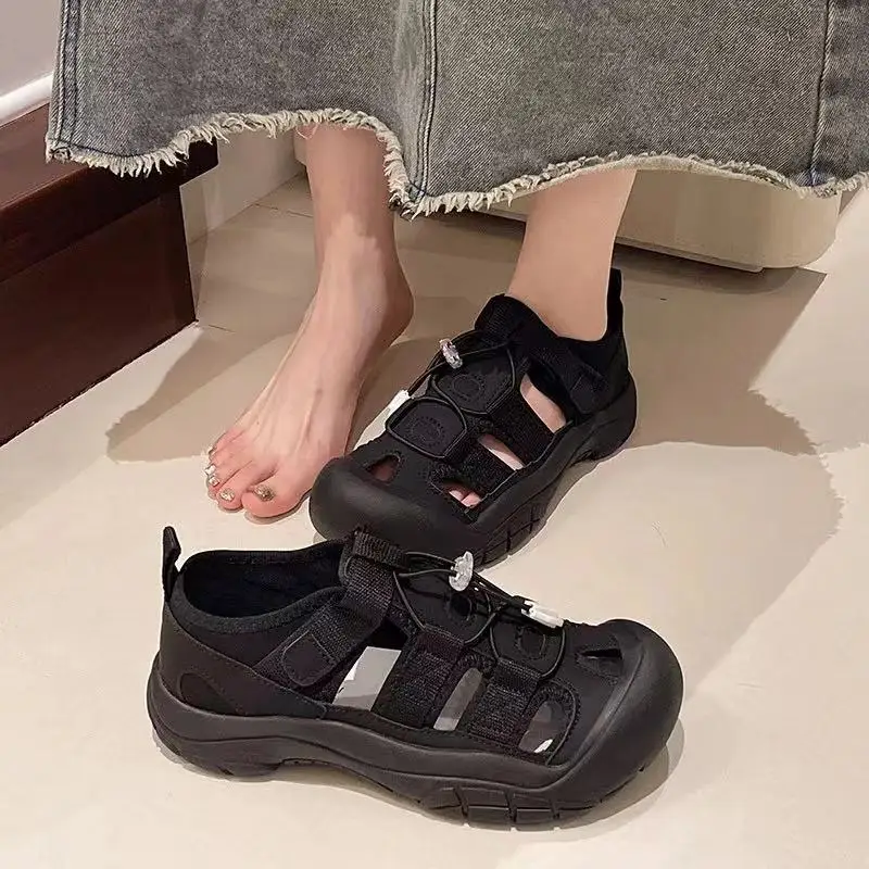 Sports sandals for women 2024 new hollow breathable thick-soled women's sandals for outdoor leisure, comfortable and non-slip
