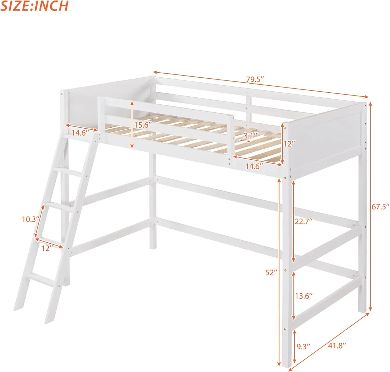 Merax Twin Modern Kids Loft Bed with Ladders Wood Loft Bunk Bed for Juniors/Easy Assemble/Space Saving White