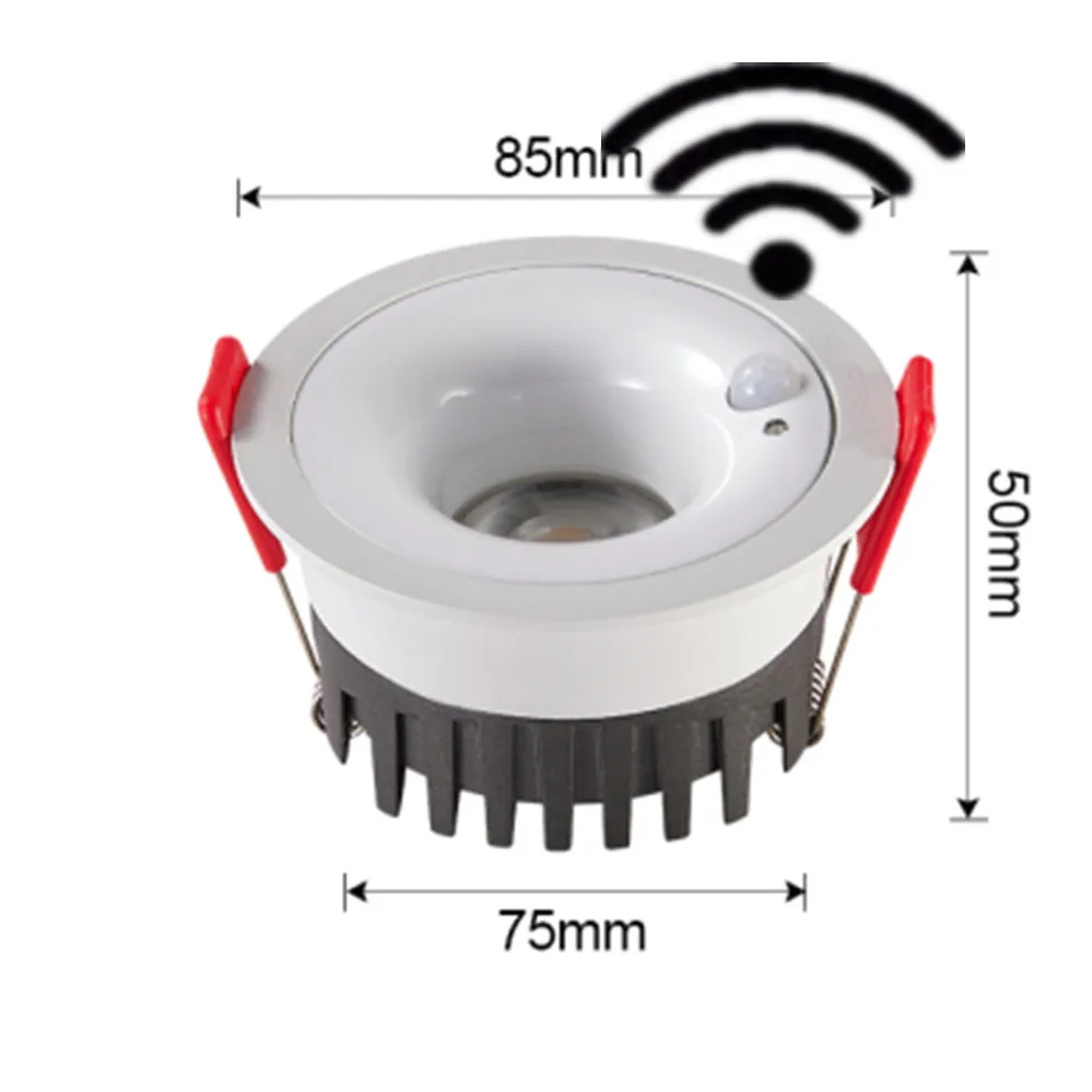 Projecteur de capteur de mouvement PIR intégré, Downlight COB à induction infrarouge pour entrée, couloir, allée, salon, éclairage intérieur