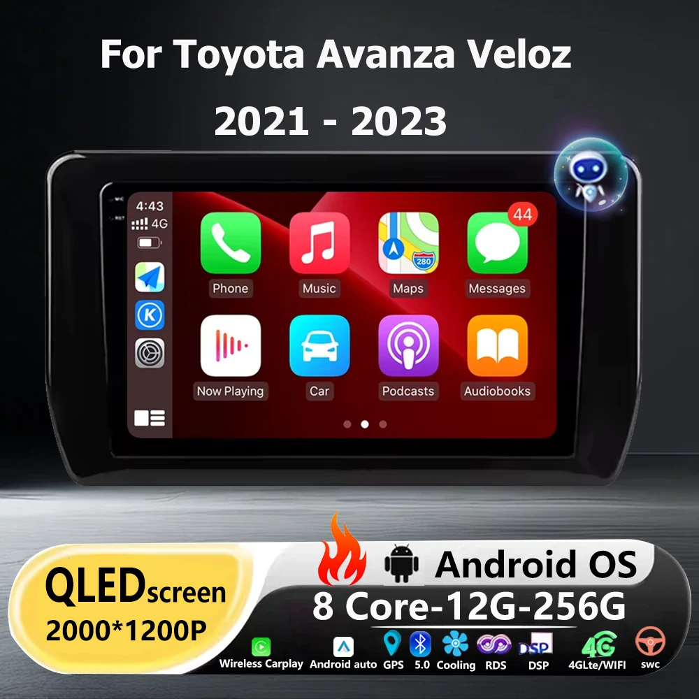 Car Radio Navigation GPS Multimedia Video Player Tools For Toyota Avanza Veloz 2021 - 2023 Android 16 Auto Carplay BT 360 Camera