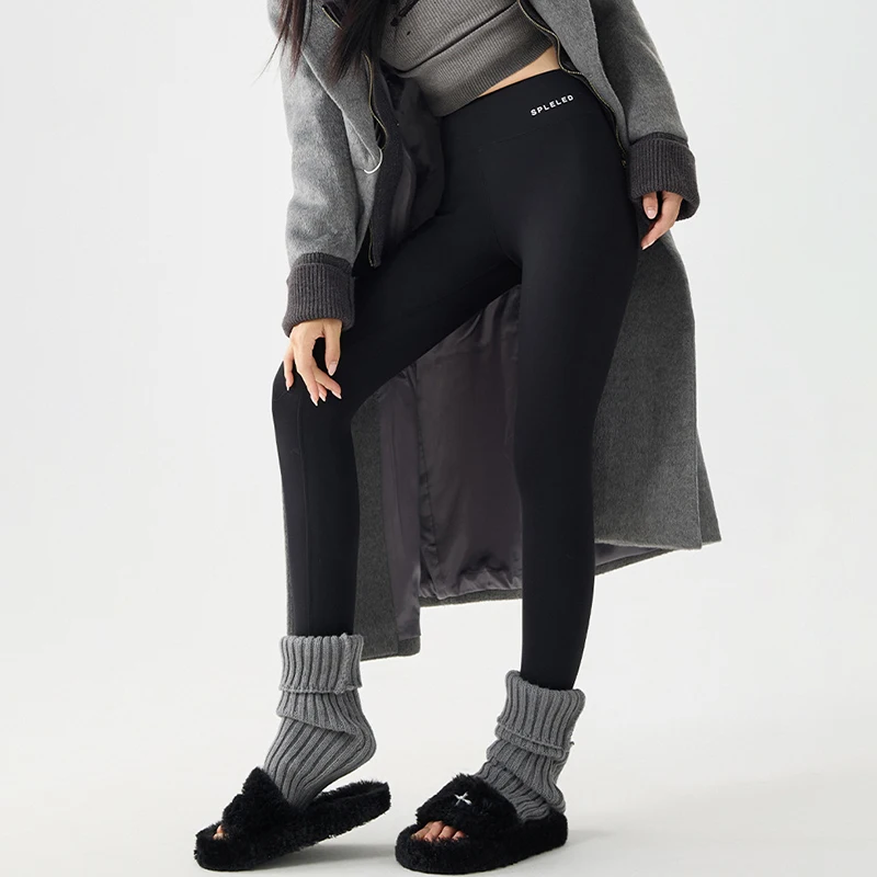 Outono inverno mais velo passo no pé calças de yoga feminino casual confortável moldar leggings de tubarão sem costura fitness yoga leggings