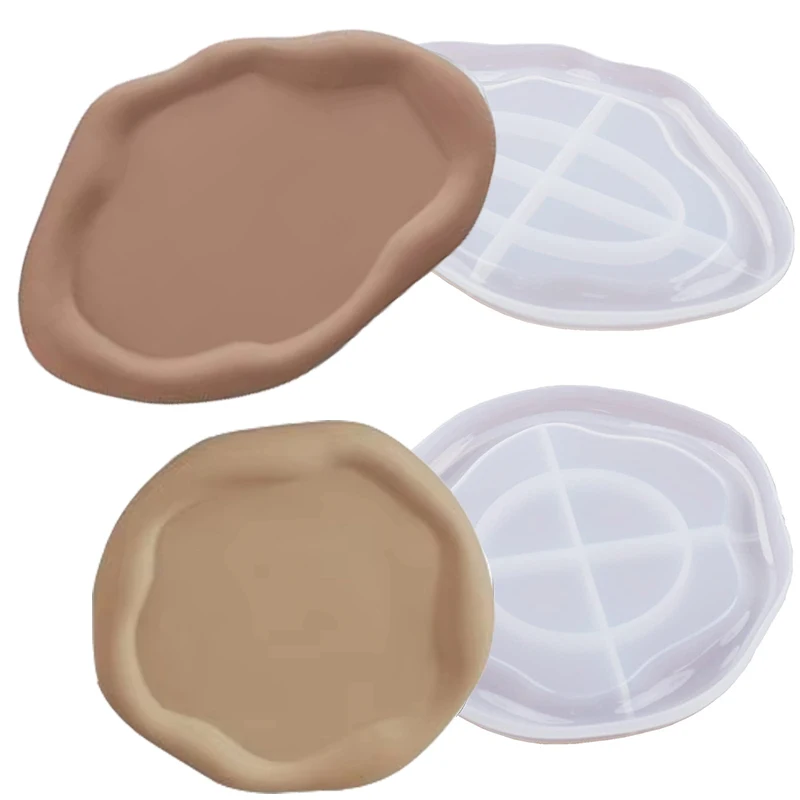 Bandeja de nuvem irregular criativa, molde de silicone, faça você mesmo, oval, redondo, gesso, bandeja de armazenamento de joias, decoração de casa, molde de fundição