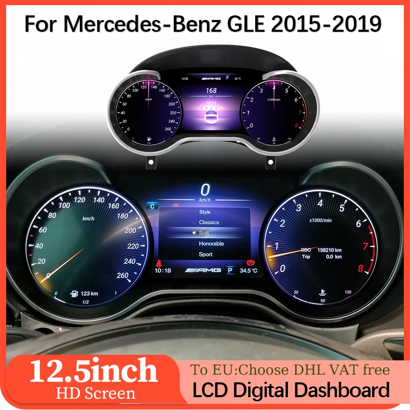 

Linux Car Speed Meter For Mercedes Benz GLE Class LCD Digital Cluster Virtual Cockpit Head Unit Accesorries Dashboard Display