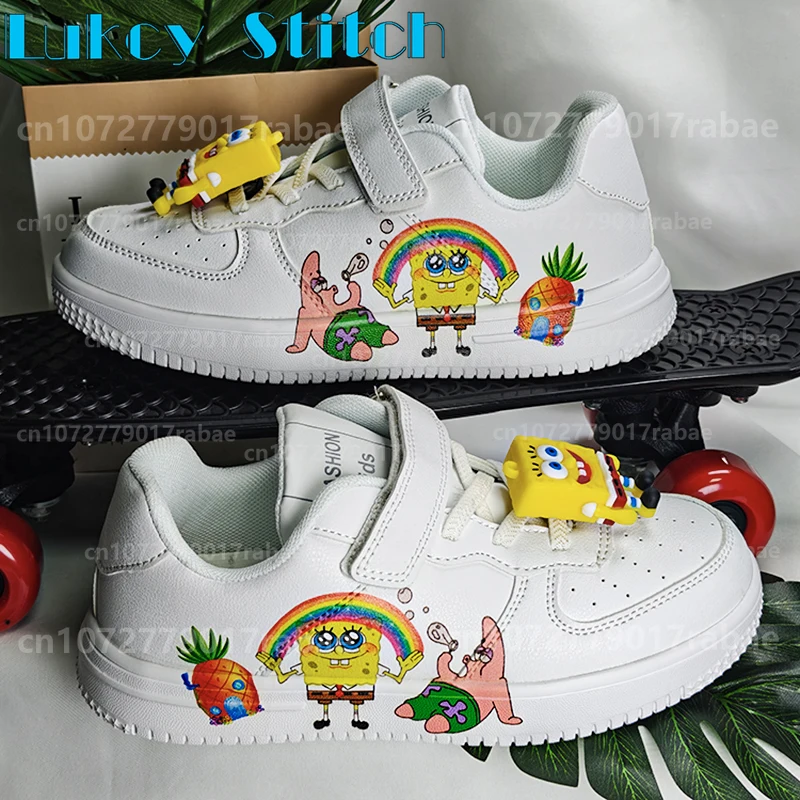 Spongebob Gif children Shoes Student Casual Kid Sneakers girls boys Running Fashion Sports Shoes cute Christmas Birthday Gif