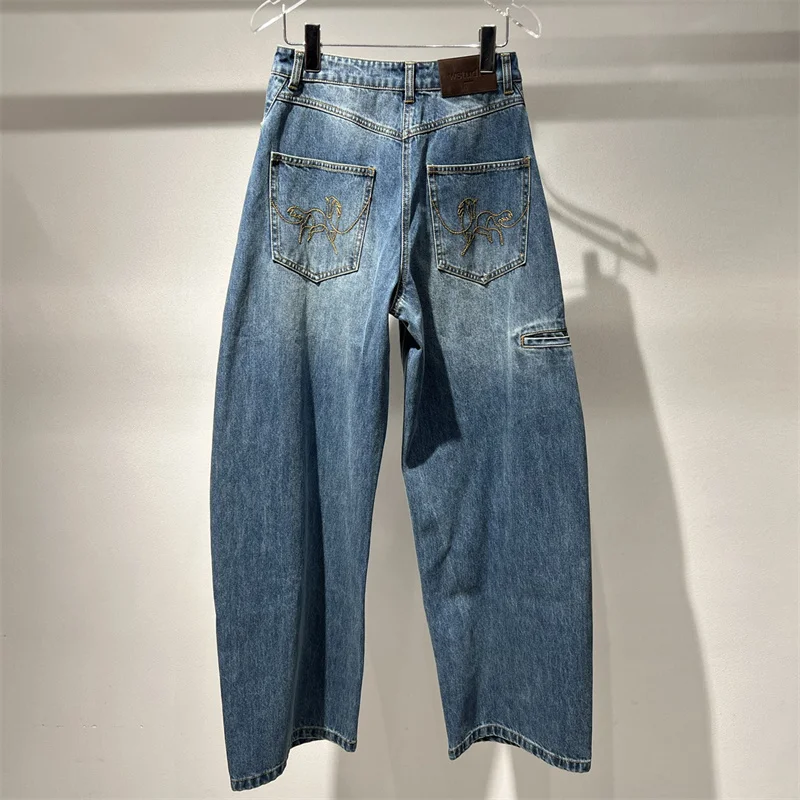 กางเกงยีนส์ผู้หญิง 2026 ฤดูใบไม้ผลิ รุ่นใหม่ เอวต่ำ ทรงเข้ารูป ขาตรง สไตล์เรโทร ผ้าฝ้ายแท้ ทรงขากว้าง กางเกงผู้หญิง กางเกงยีนส์