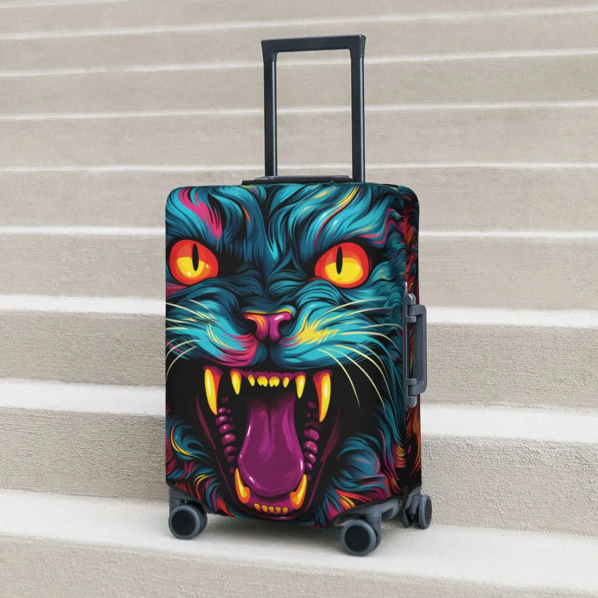 

Scary Animal Suitcase Cover Magic Cat Flight Travel Fun Luggage Supplies Protection