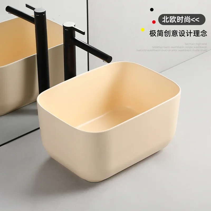 Cream super deepened anti-splash water table basin surface pool household balcony ceramic gun ash