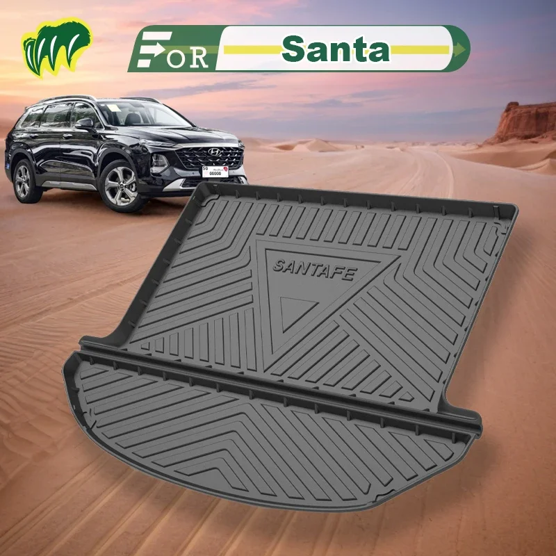 

For Hyundai Santa Fe 5th 22 2013-2023 Custom Fit Car Trunk Mat All Season Black Cargo Mat 3D Shaped Laser Measured Trunk Liners