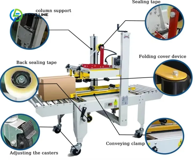 Customized Automatic Carton Boxes/Cases Adhesive Tape Sealer Top and Bottom Cardboard Box Sealing Packaging Machine
