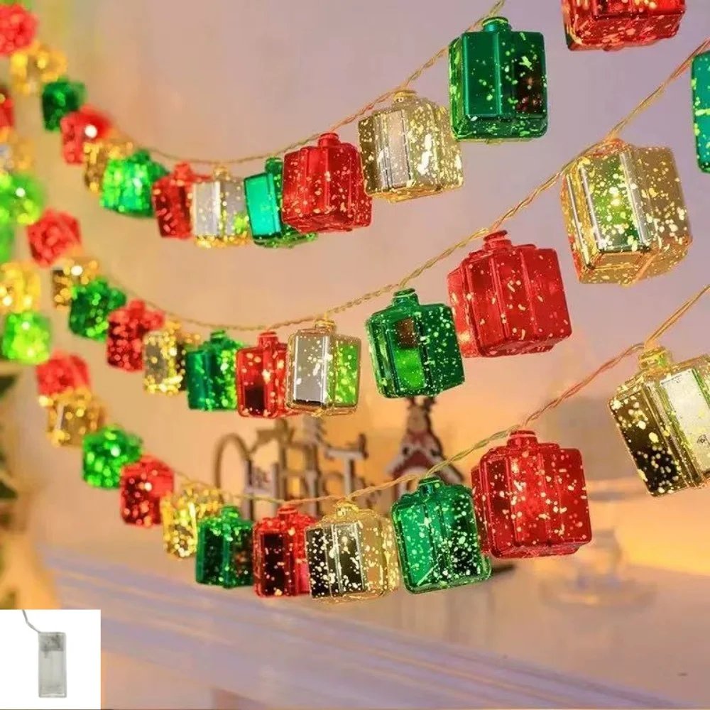 1 قطعة 1.5M10LED/3M20LED عيد الميلاد صندوق بطارية كرة نجمة هدية صندوق ضوء سلسلة ، باستثناء البطارية ، تستخدم لتزيين عيد الميلاد