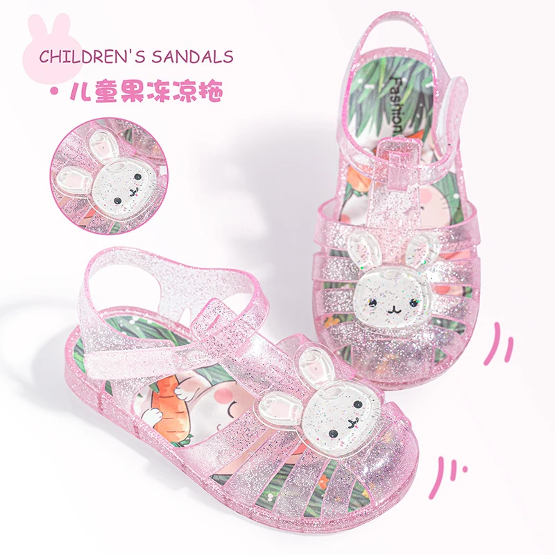 

Crystal Roman Children Shoes Summer Sandals Velcro Shoes Boys And Girls Rabbit Crystal Shoes For Princess Shoes