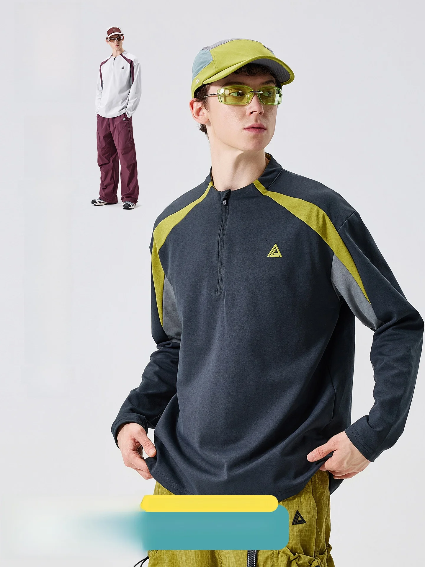 

LAZY DAY Outdoor Men's Long Sleeve T-Shirt Half Zip Moisture Wicking Quick Dry Hiking Sportswear Casual Loose Fit Polyester