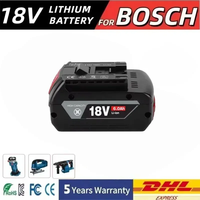 

2025 NEW For BOSCH 18V 6.0/8.0/10Ah Rechargeable Lithium Ion Battery For Backup Battery Portable Replacement BAT609 18V 6.0A
