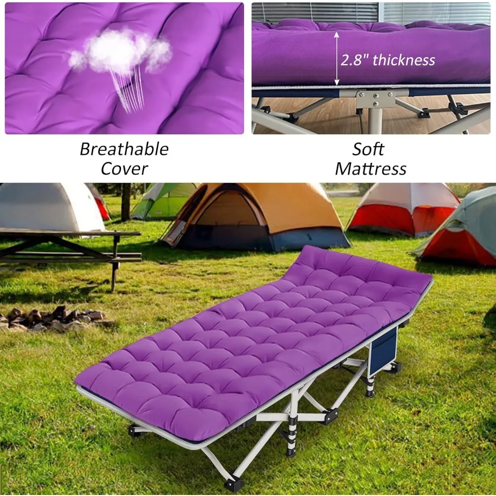 Camping Cot with Comfortable Mattress Cots for Sleeping with Pad Heavy Duty Camping Bed Sleeping Cot Include Carry Bag Camping