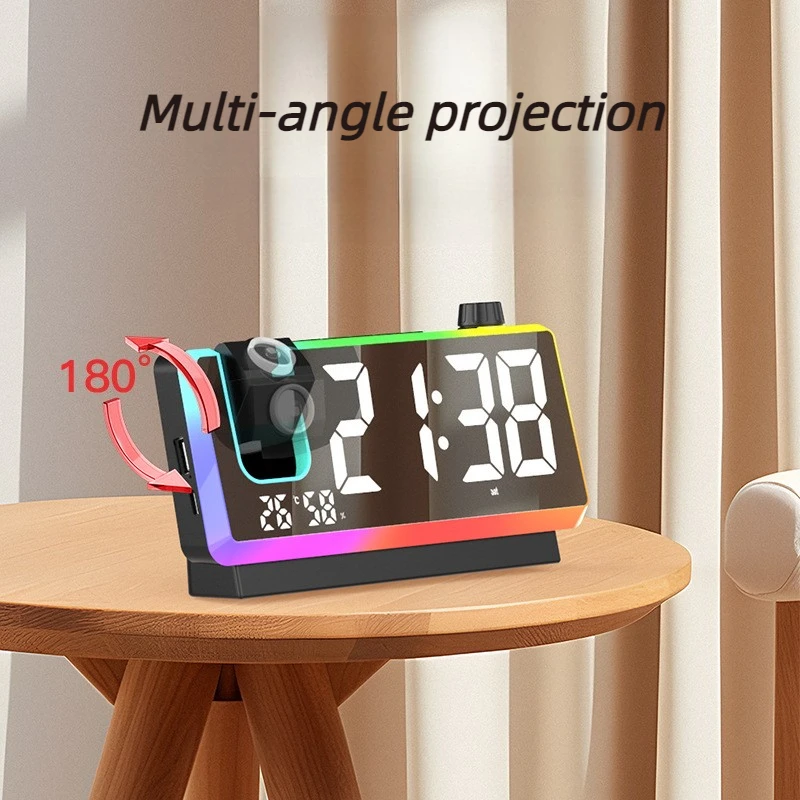 LED Table Clocks Time Temperature Projection Desk Clock RGB Electronic Alarm Watch Bedroom Nightstand Decoration Ornament
