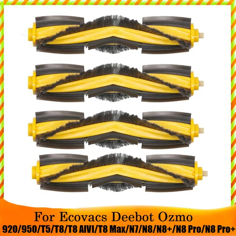 4 pezzi spazzola principale in plastica per Ecovacs DEEBOT OZMO 920/950/T5/T8/T8 AIVI/T8 Max/N7/N8/N8 +/N8 Pro/N8 Pro + aspirapolvere