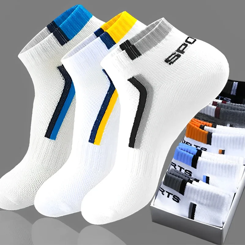 1Pair Men Socks Summer Thin Breathable Sport Mesh Boat Socks Sweat Wicking Breathable Proof Short Tube Sport Socks Leisure Socks