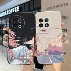 Case For Oneplus 5 5T 9 9R 6 6T 8 8T 7 7T ACE 2V NORD 2 3 Lite Pro Case Cover Fundas Cqoues Shell Cherry Blossom Trail Leaves