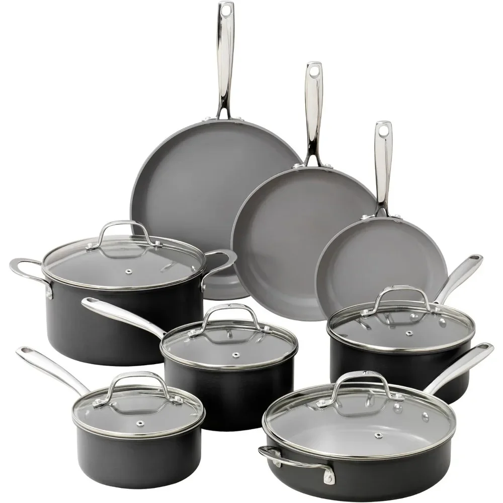 13 Pc Ceramic Pots and Pans Set Non Stick Cookware Set, Kitchen Cookware Sets, Pot and Pan Set, Hard Anodized Ceramic Cookware