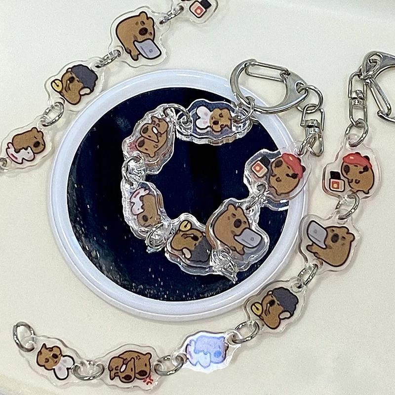 Kawaii Capybara Keychain ، حلقة مفاتيح كرتونية للحيوانات ، حامل مفتاح السيارة ، قلادة حقيبة مدرسية ، حقيبة ظهر الحبل الديكور ، لطيف