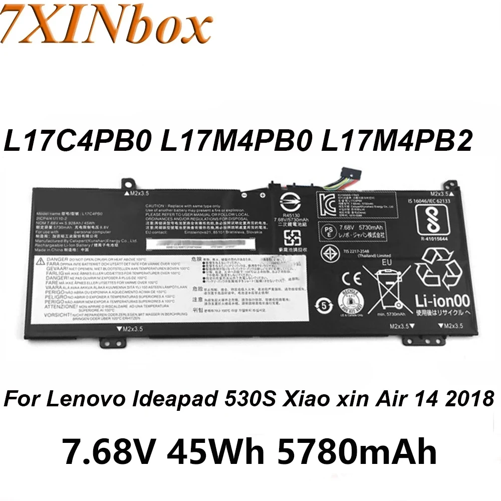 7XINbox L17C4PB0 L17M4PB0 7.68V 45Wh Laptop Battery For Lenovo Xiao Xin Air 14/15 2018 14/15IKBR 530S-14IKB 15IKB Series ﻿