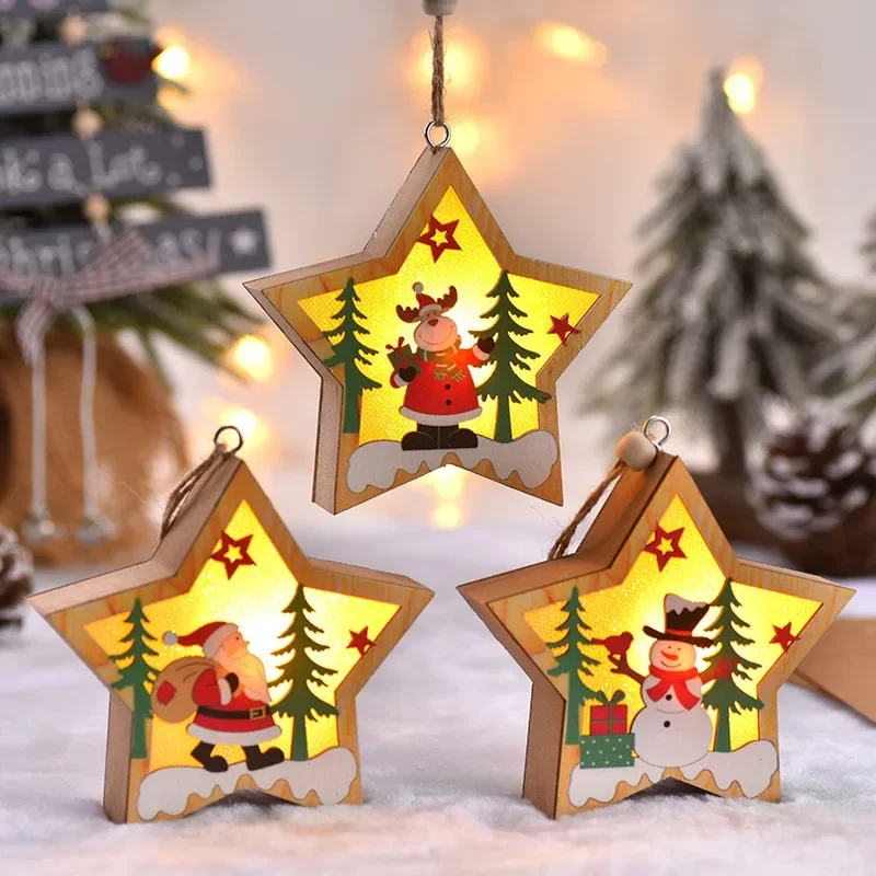 Christmas Decorations LED Night Light Luminous Christmas Tree Pendant Santa Claus Snowman Pendant Ornament Xmas Night Lights