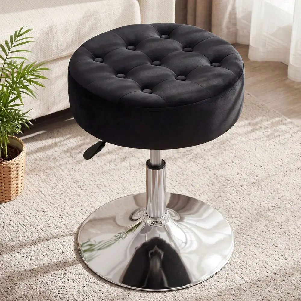 

Modern Velvet 360Swivel Round Ottoman Stool,Comfortable 16.5 Tufted Vanity Stool,holstered Padded Accent Stool For Makeup Roo