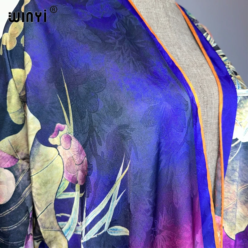 WINYI kimono High-quality Print Dress Beach Wear Boho Cardigan Elegant beach cover ups for women Kaftan abaya dubai luxury