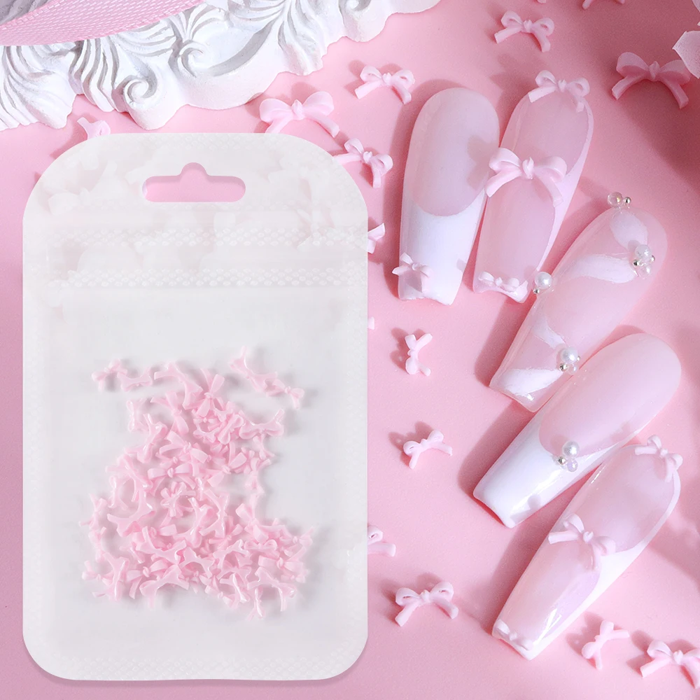 Nastro Lungo Rosa Bowknot Ciondoli Per Unghie 3D Dimensioni Miste Balletto Archi In Resina Gioielli Strass Decorazione Per Unghie Strumenti Per Manicure Fai Da Te