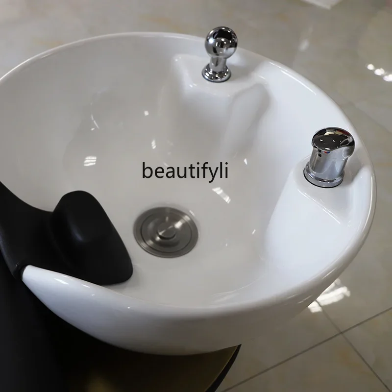 كرسي شامبو zGBarber Shop لصالونات الشعر، سرير فلاشينغ، حوض سيراميك، كرسي شامبو نصف عالي الجودة