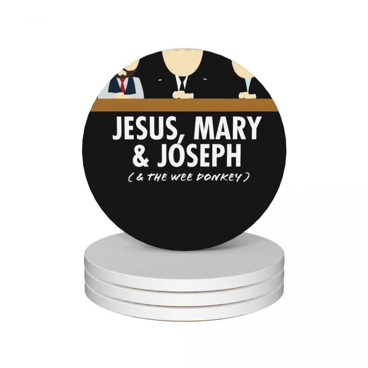 

Jesus, Mary, Joseph & the Wee Donkey Ceramic Coasters (Set of 4) cute Cup for tea cup set Coasters