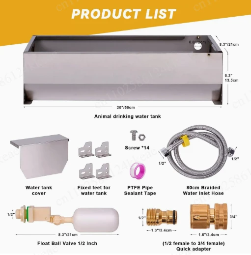 Stainless Steel Automatic Chicken, Duck and Goose Drinking Trough, Cow and Sheep Drinking Fountain with Float