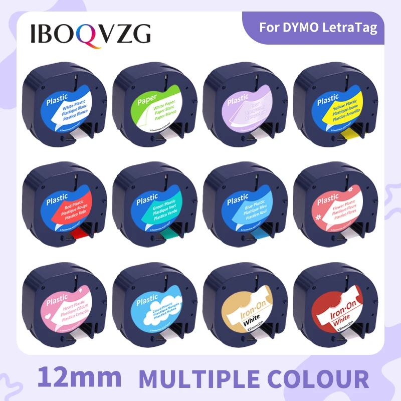 IBOQVZG 91200 91201 91203 91205 Compatible for DYMO LetraTag Tape Fabric Tape 18771 18775 12267 Plastic Label Maker 91202 16951