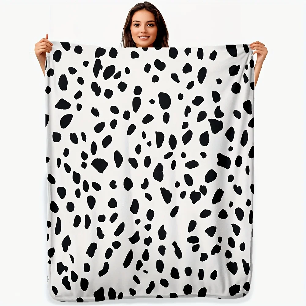 Dalmatian Polka Dot Print Throw Blanket, Soft Lightweight Blanket for Sofa Bed Office, Versatile Home Decor Gift