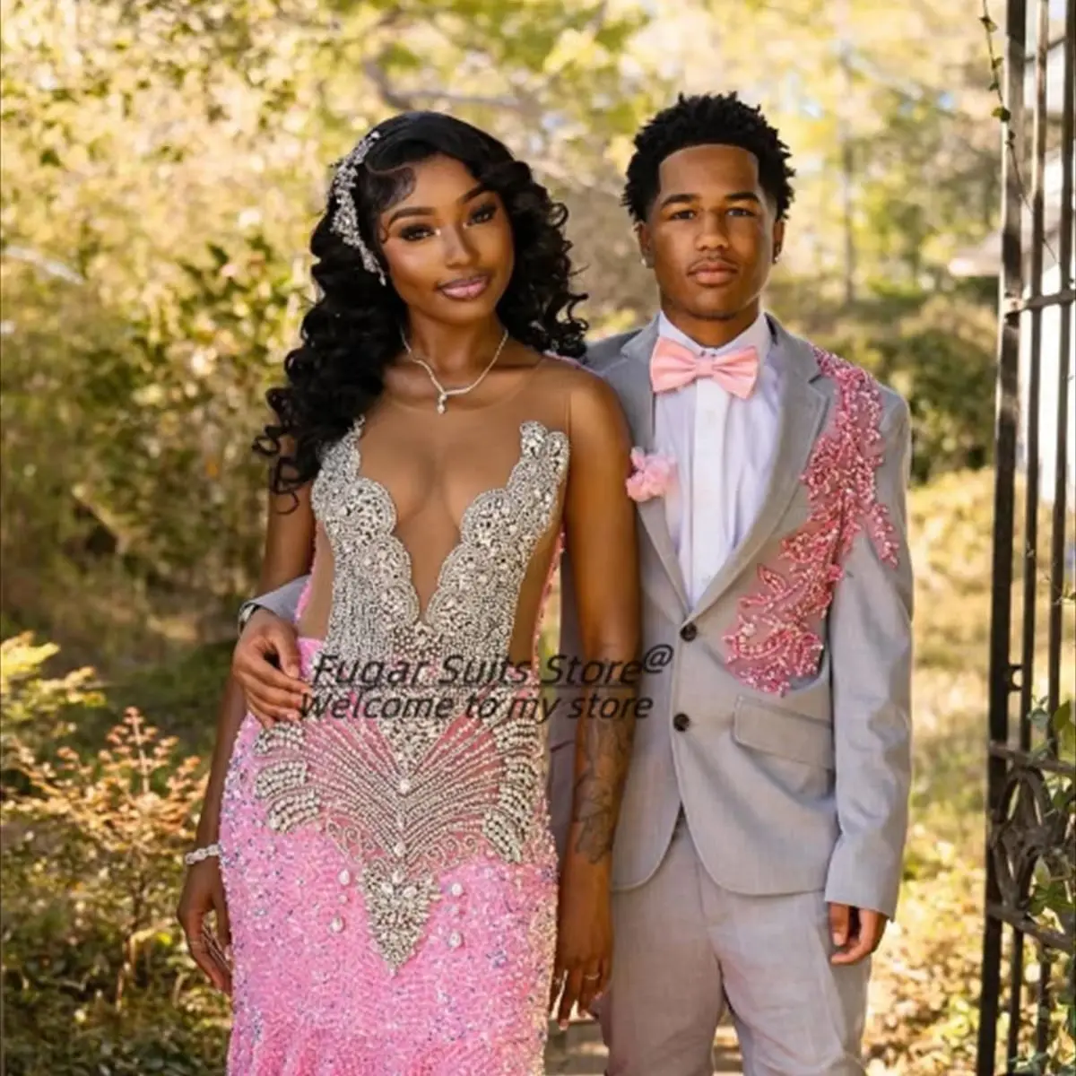 

Customized Gray Slim Fit Groom Wedding Tuxedos Shiny Bead Embroidery Men Suits 2 Pieces Sets Male Party Blazers Costume Homme