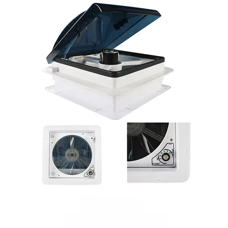 RV Caravan Accessories 340mm Manual Control RV Roof Vent Fan 3 Speeds Caravan Skylight Exhaust Fan