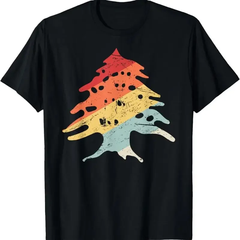 Retro Lebanon Flag Cedar Tree Vintage Lebanese Pride T Shirt