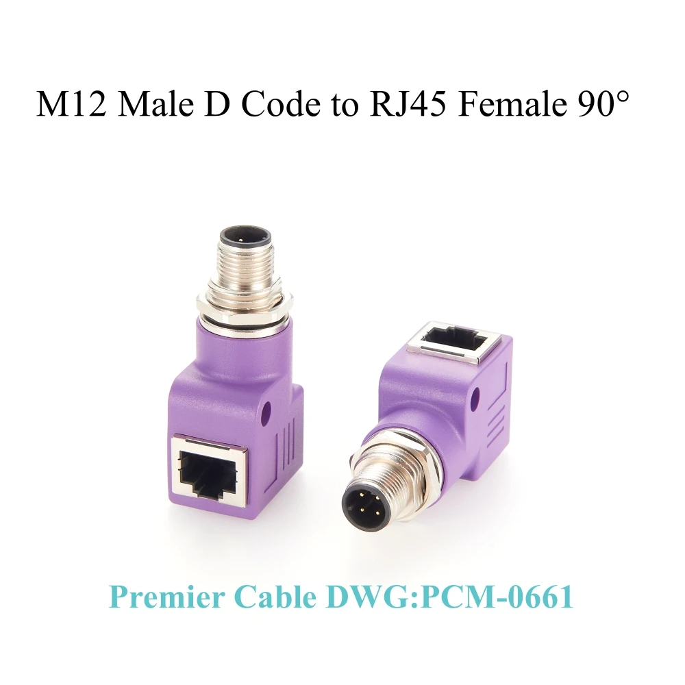 

Profinet RJ45 Ethernet to M12 Panel Mount Adapter M12 4Pin D Code Male to RJ45 Female 90 Degree Bulkhead Industrial Connector