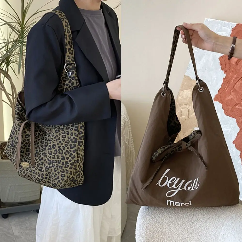 

Double-sided Leopard Print Shoulder Bag Fashion Casual Shopping Bag Work Commuting Handheld Bag Large Capacity Tote Bags